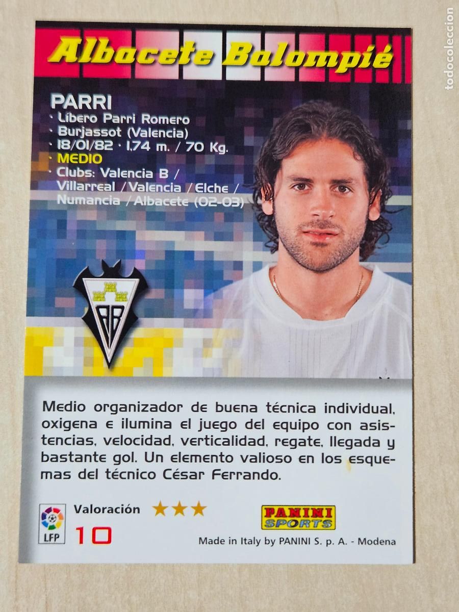 Cromos de F&uacute;tbol: CROMO N&ordm; 10 PARRI - MEGACRACKS 2004 05 - ALBACETE -