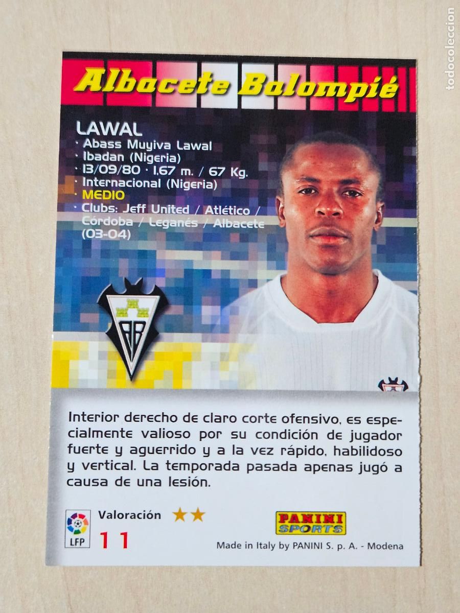 Cromos de F&uacute;tbol: CROMO N&ordm; 11 LAWAL - MEGACRACKS 2004 05 - ALBACETE -
