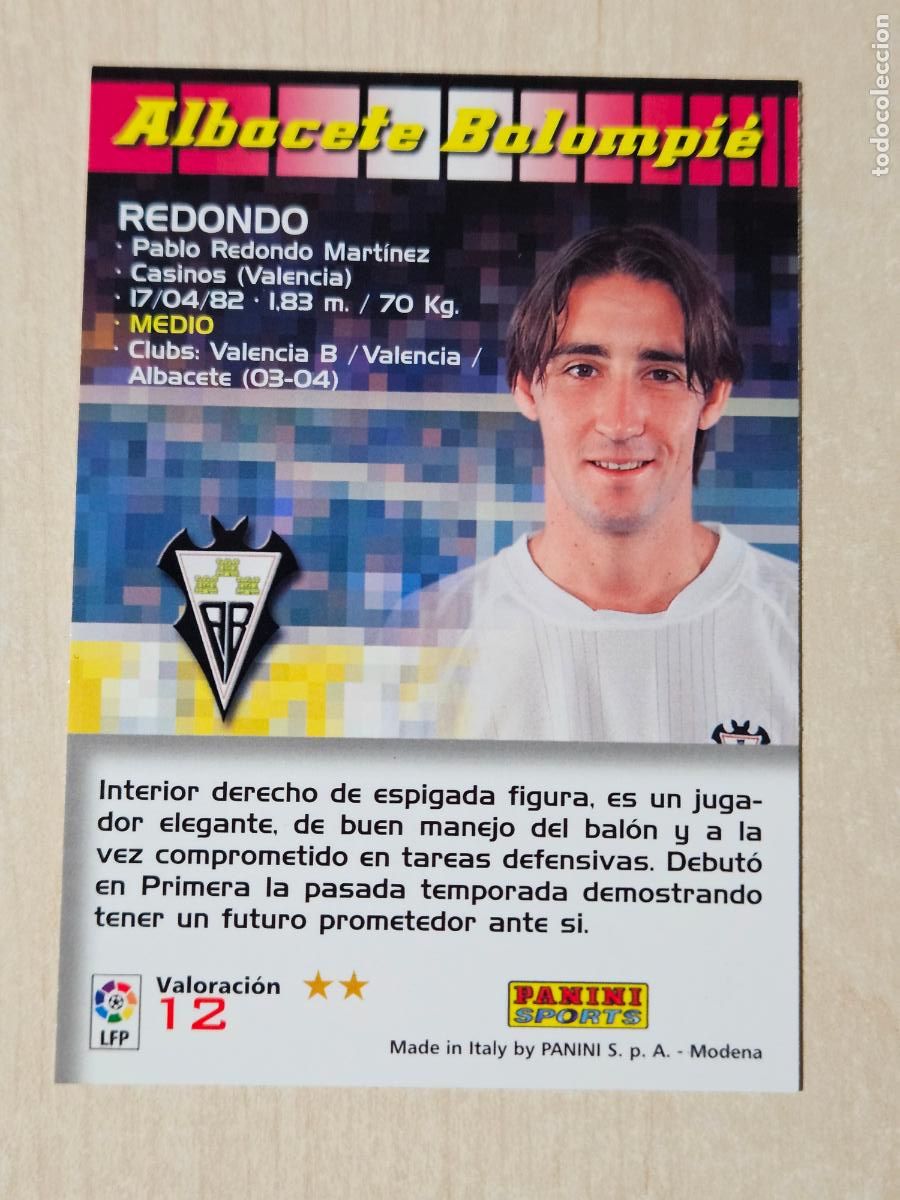 Cromos de F&uacute;tbol: CROMO N&ordm; 12 REDONDO - MEGACRACKS 2004 05 - ALBACETE -