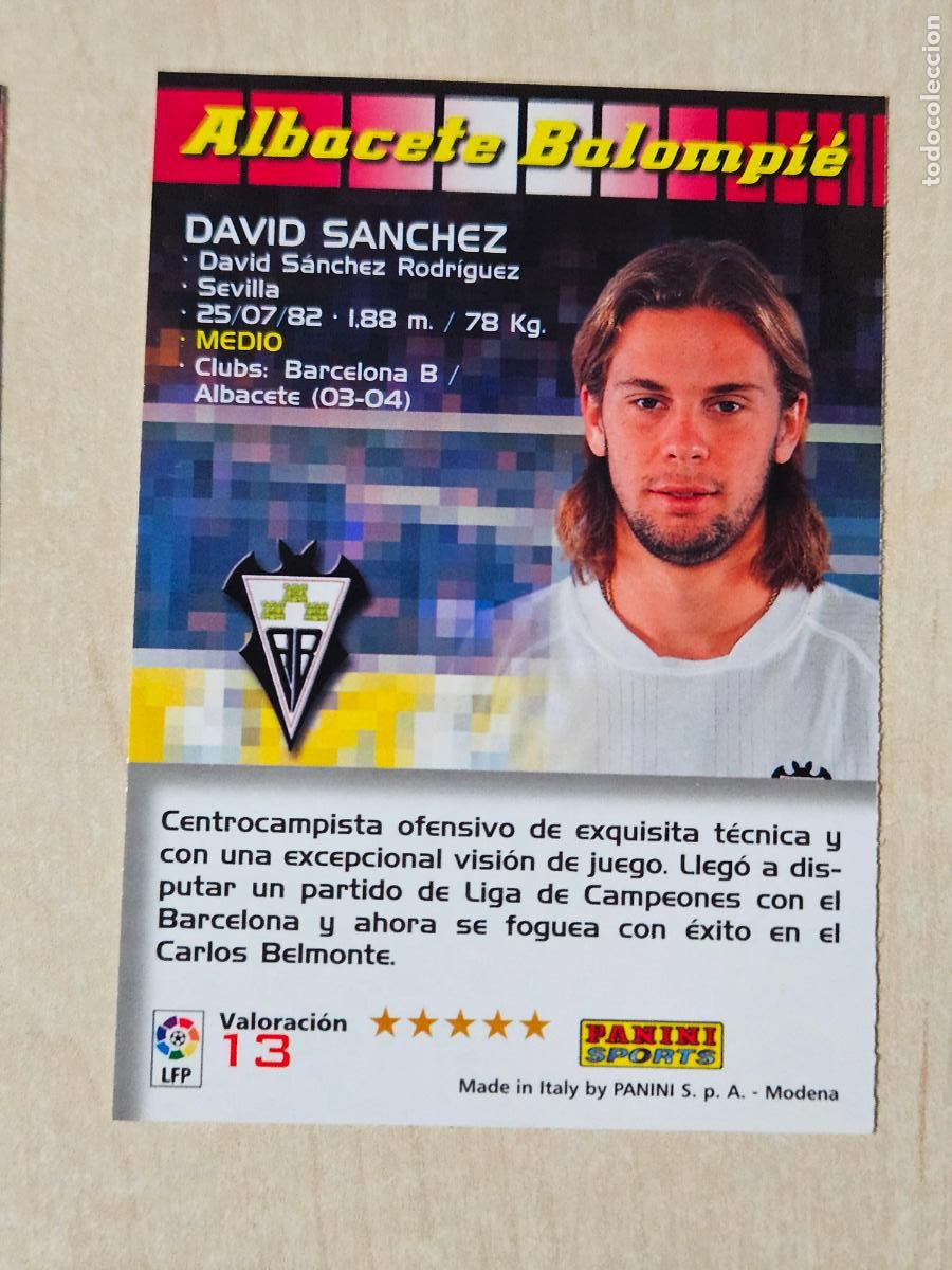 Cromos de F&uacute;tbol: CROMO N&ordm; 13 DAVID SANCHEZ - MEGACRACKS 2004 05 - ALBACETE -