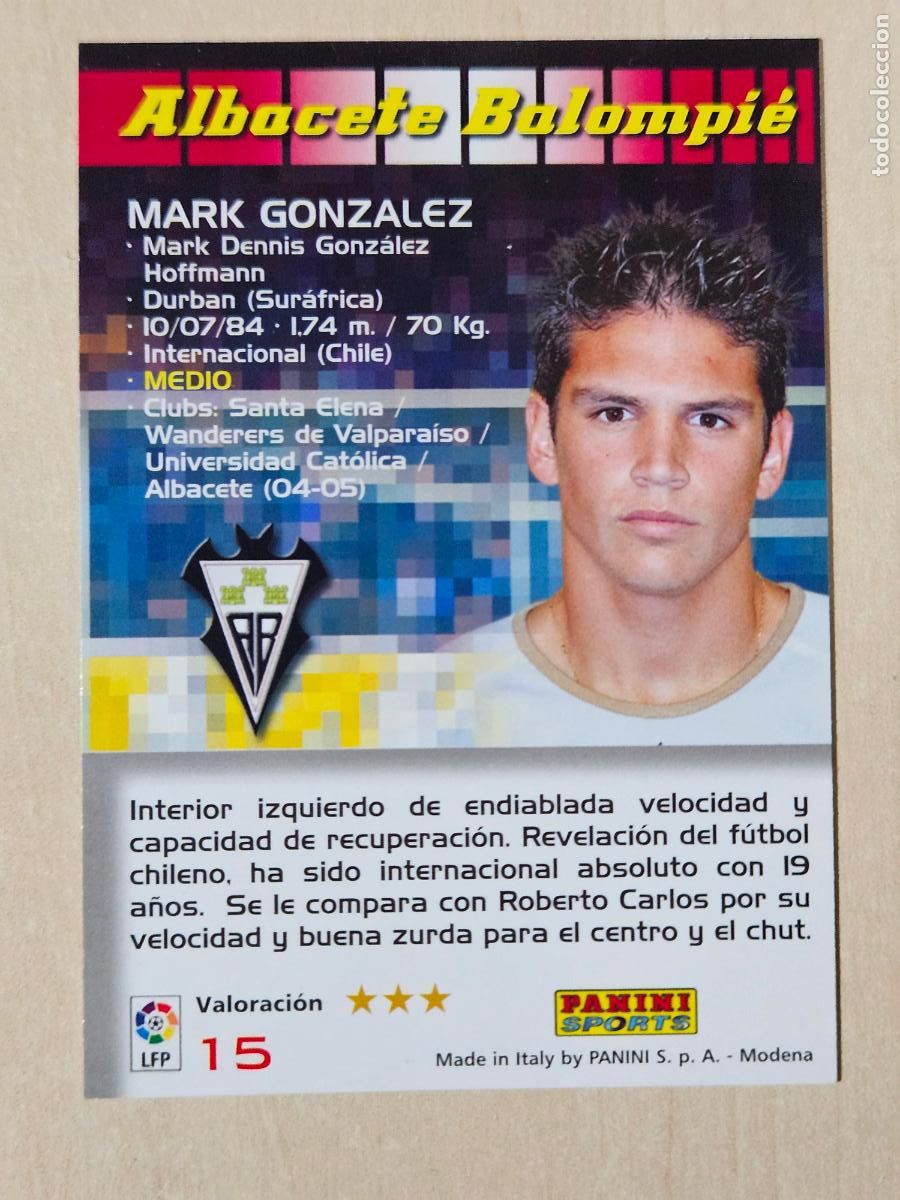 Cromos de F&uacute;tbol: CROMO N&ordm; 15 MARK GONZALEZ - MEGACRACKS 2004 05 - ALBACETE -