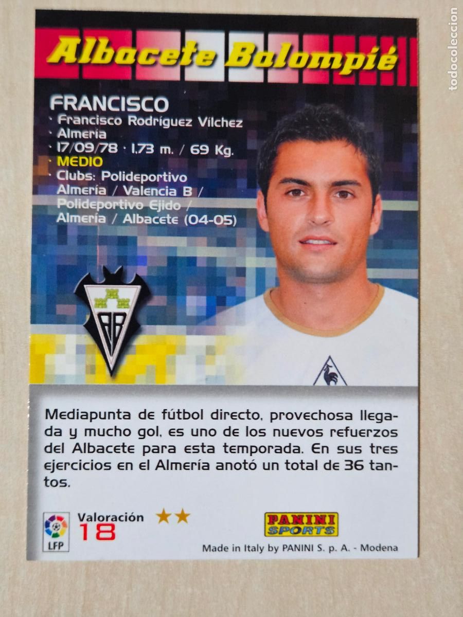 Cromos de F&uacute;tbol: CROMO N&ordm; 18 FRANCISCO - MEGACRACKS 2004 05 - ALBACETE -