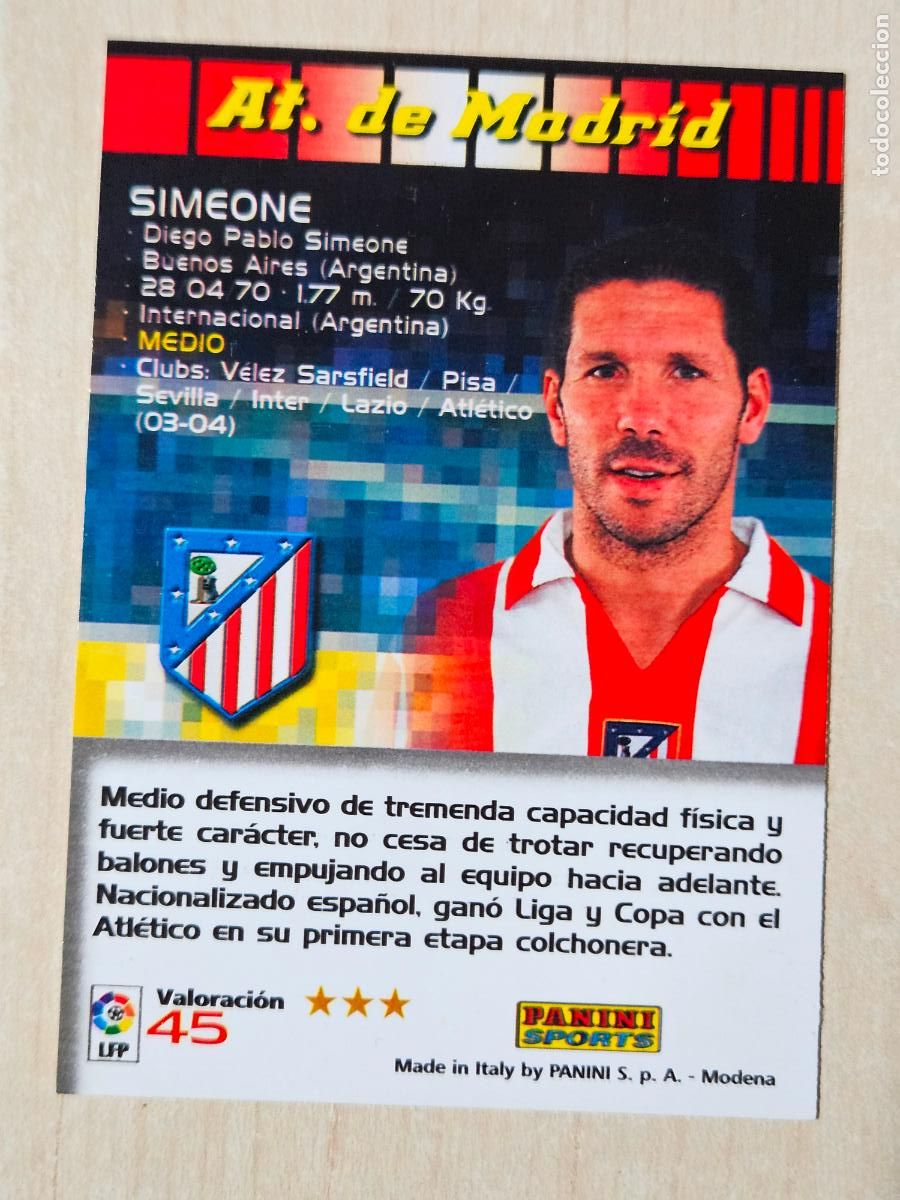 Cromos de F&uacute;tbol: CROMO N&ordm; 45 SIMEONE - MEGACRACKS 2004 05 - ATLETICO DE MADRID