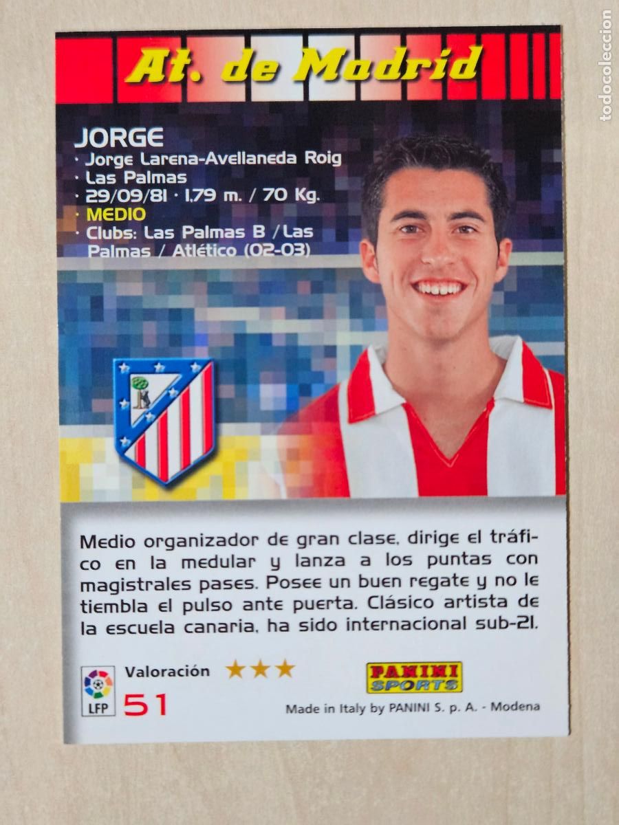 Cromos de F&uacute;tbol: CROMO N&ordm; 51 JORGE - MEGACRACKS 2004 05 - ATLETICO DE MADRID