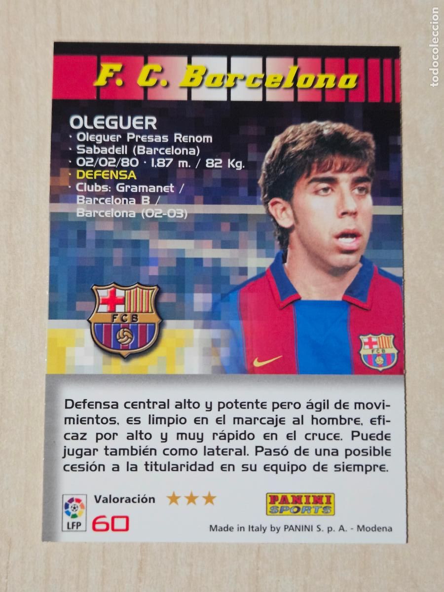 Cromos de F&uacute;tbol: CROMO N&ordm; 60 OLEGUER - MEGACRACKS 2004 05 - BARCELONA