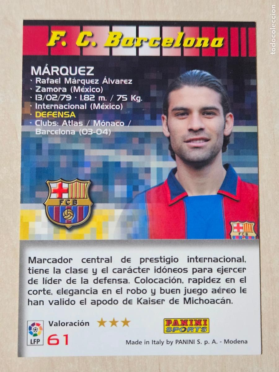 Cromos de F&uacute;tbol: CROMO N&ordm; 61 MARQUEZ - MEGACRACKS 2004 05 - BARCELONA