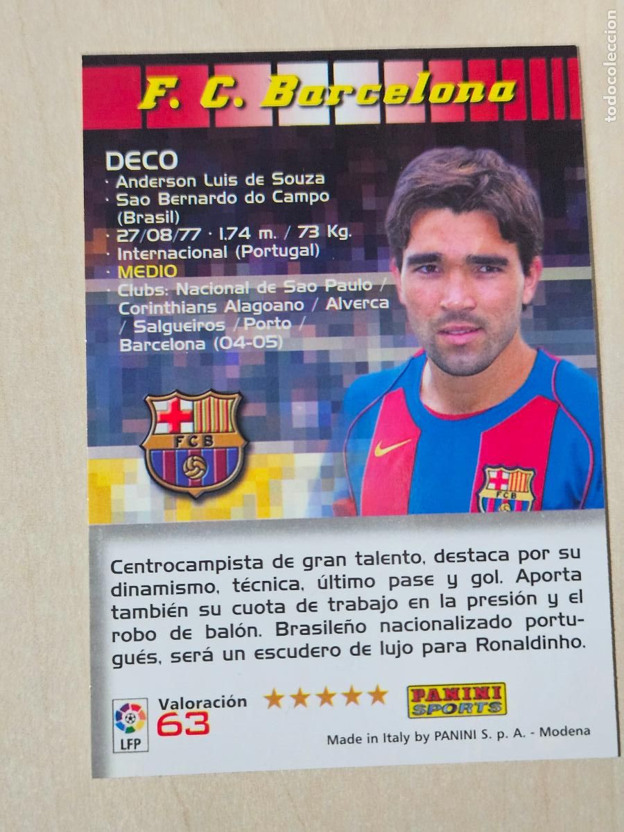 Cromos de F&uacute;tbol: CROMO N&ordm; 63 DECO - MEGACRACKS 2004 05 - BARCELONA