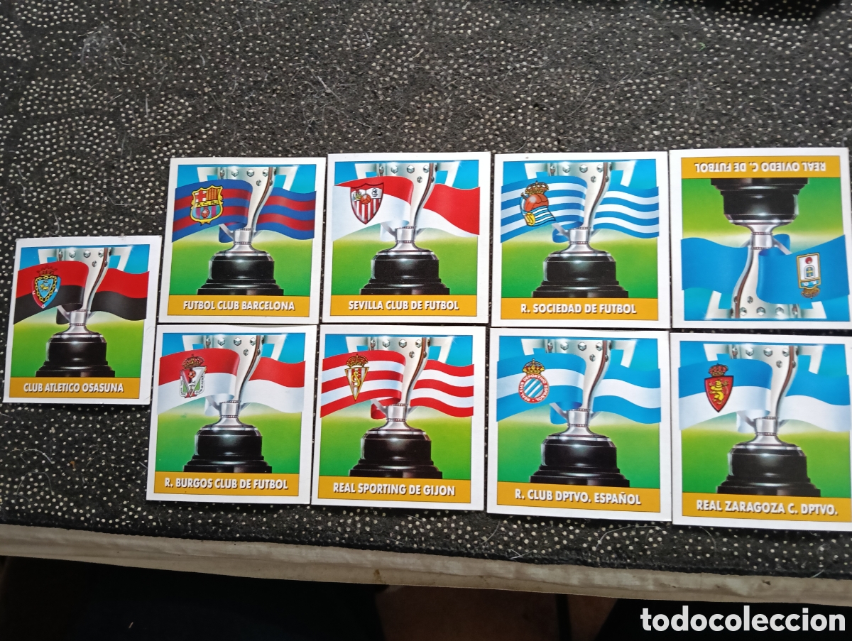 Cromos de F&uacute;tbol: Lote de 9 cromos liga 1992-93, F.C.BARCELONA, REAL ZARAGOZA C.D., REAL BURGOSC.F., SEVILLA C.F., C.A