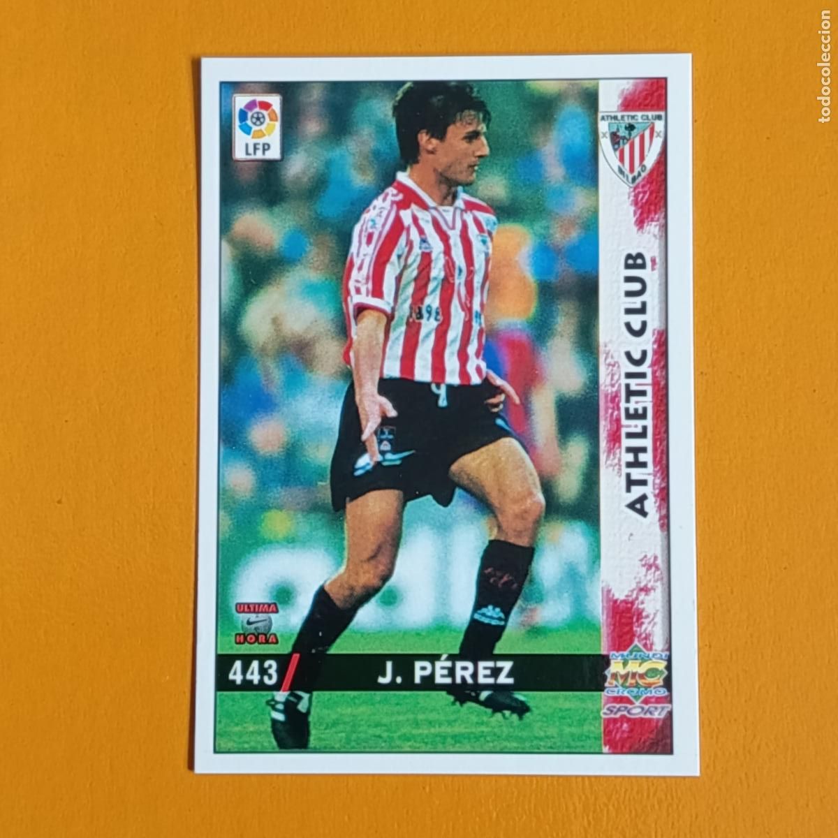 Fu&szlig;ball-Sticker: 443 JORGE P&Eacute;REZ. ULTIMA HORA. ATHLETIC CLUB BILBAO. LAS FICHAS DE LA LIGA 98-99. MUNDICROMO