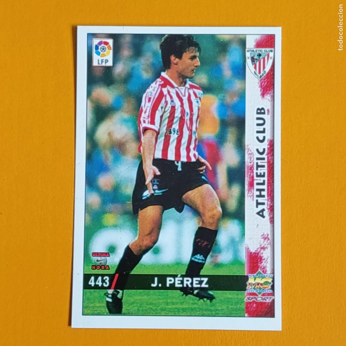 Fu&szlig;ball-Sticker: 443 JORGE P&Eacute;REZ. ULTIMA HORA. ATHLETIC CLUB BILBAO. LAS FICHAS DE LA LIGA 98-99. MUNDICROMO
