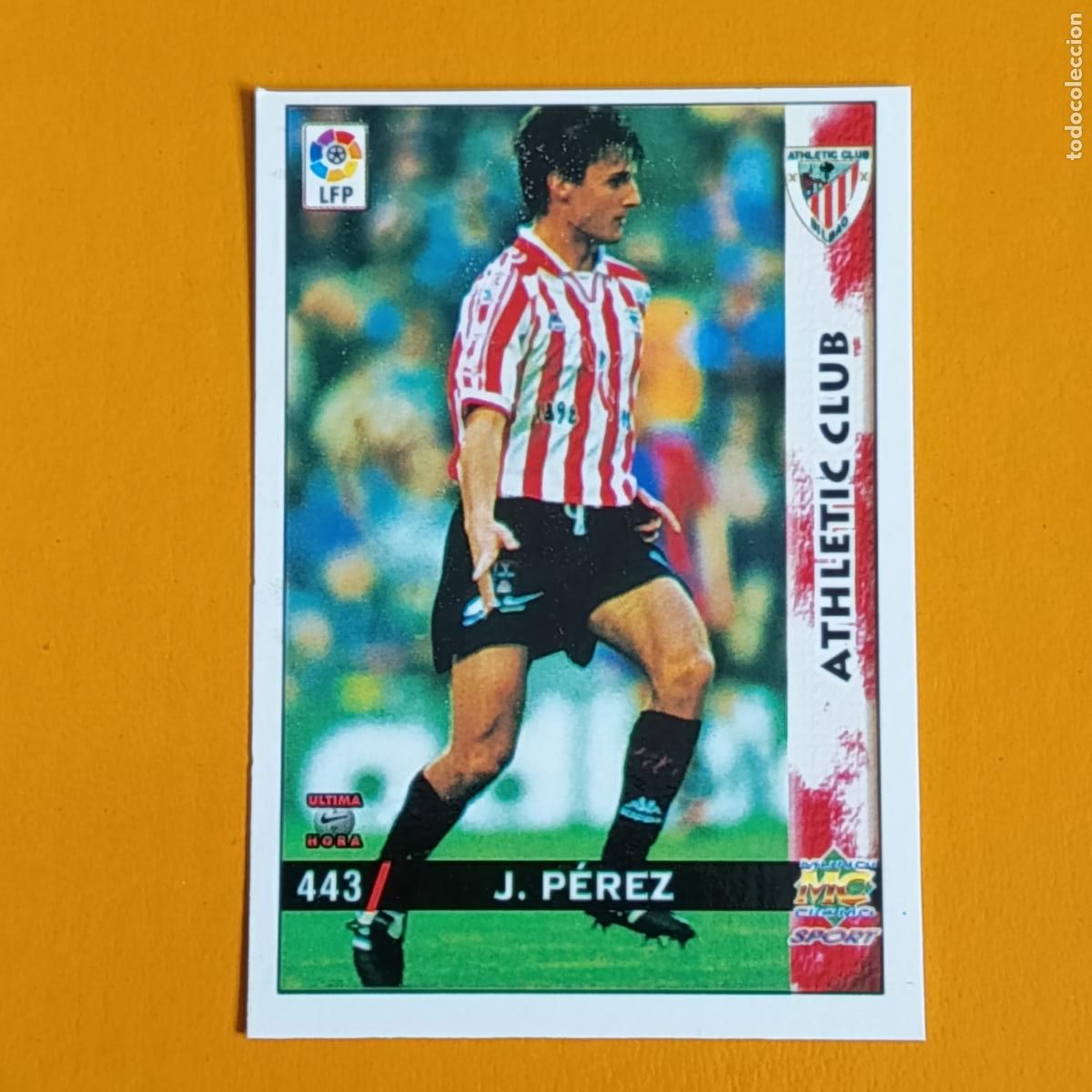 Fu&szlig;ball-Sticker: 443 JORGE P&Eacute;REZ. ULTIMA HORA. ATHLETIC CLUB BILBAO. LAS FICHAS DE LA LIGA 98-99. MUNDICROMO