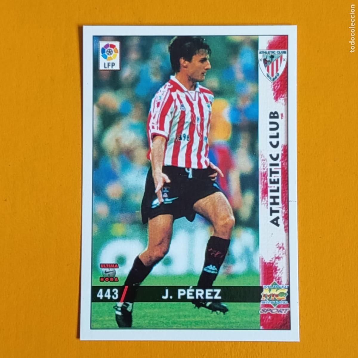 Fu&szlig;ball-Sticker: 443 JORGE P&Eacute;REZ. ULTIMA HORA. ATHLETIC CLUB BILBAO. LAS FICHAS DE LA LIGA 98-99. MUNDICROMO