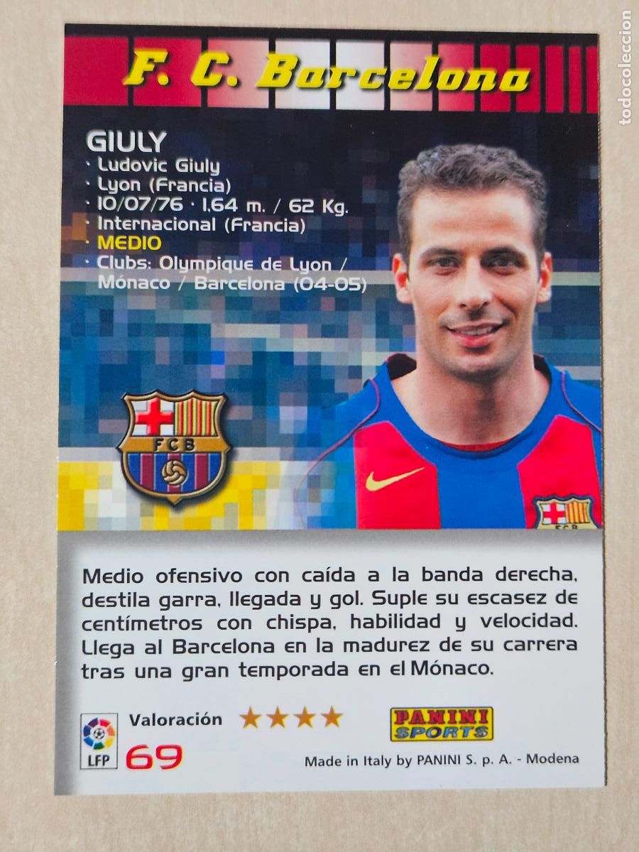 Cromos de F&uacute;tbol: CROMO N&ordm; 69 GIULY - MEGACRACKS 2004 05 - BARCELONA