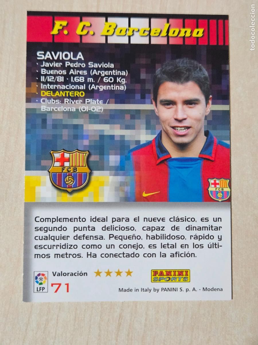 Cromos de F&uacute;tbol: CROMO N&ordm; 71 SAVIOLA - MEGACRACKS 2004 05 - BARCELONA