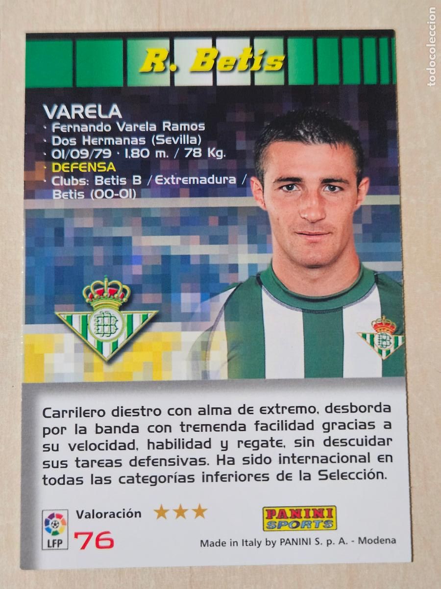 Fu&szlig;ball-Sticker: CROMO N&ordm; 76 VARELA - MEGACRACKS 2004 05 - REAL BETIS