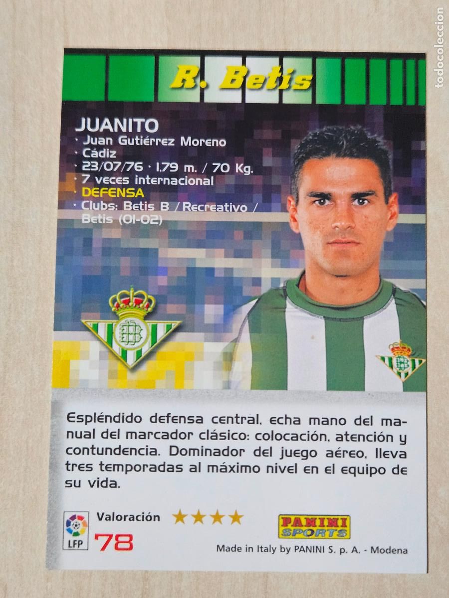 Cartes &agrave; collectionner de Football: CROMO N&ordm; 78 JUANITO - MEGACRACKS 2004 05 - REAL BETIS