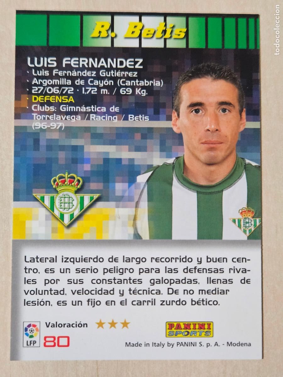 Cartes &agrave; collectionner de Football: CROMO N&ordm; 80 LUIS FERNANDEZ - MEGACRACKS 2004 05 - REAL BETIS