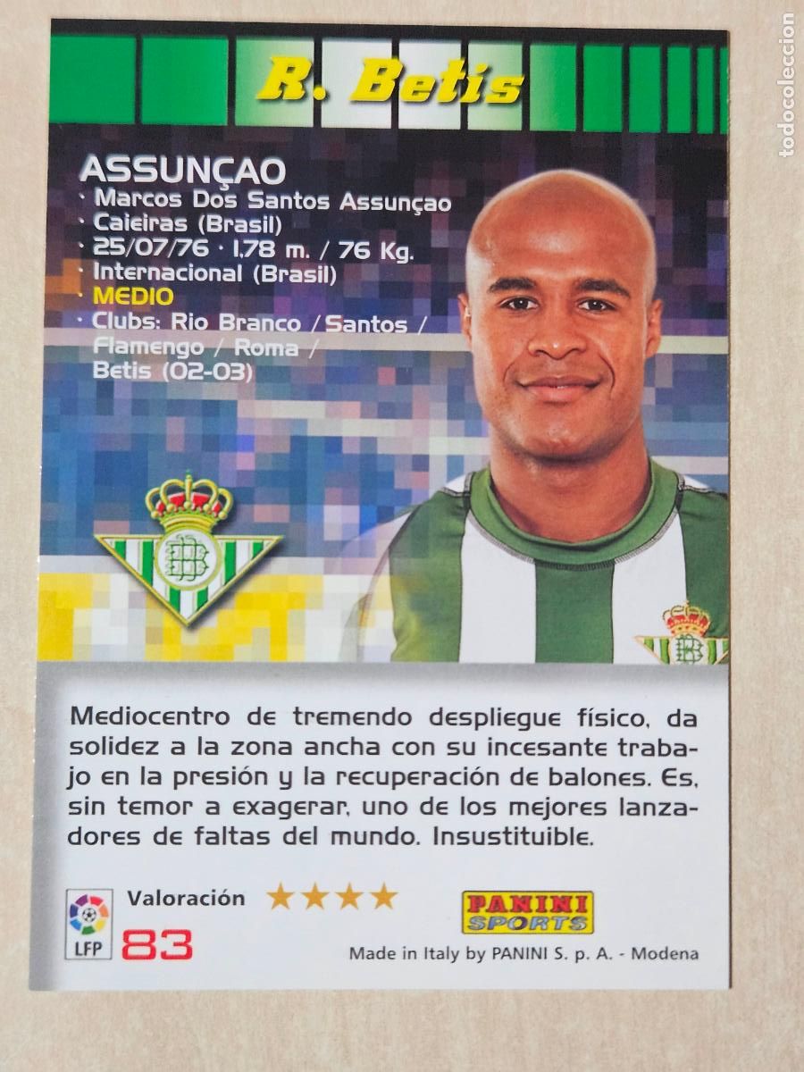 Cromos de Futebol: CROMO N&ordm; 83 ASSUNCAO - MEGACRACKS 2004 05 - REAL BETIS