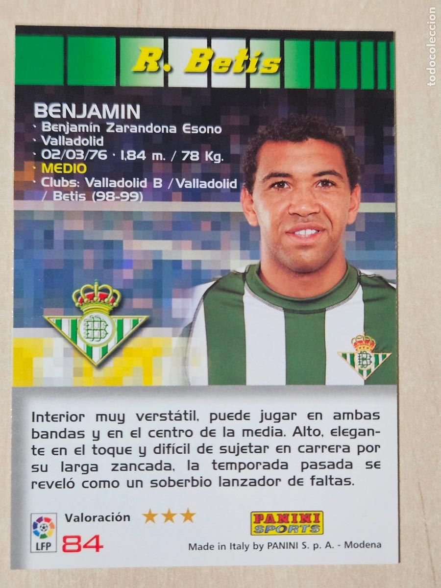 Cromos de F&uacute;tbol: CROMO N&ordm; 84 BENJAMIN - MEGACRACKS 2004 05 - REAL BETIS