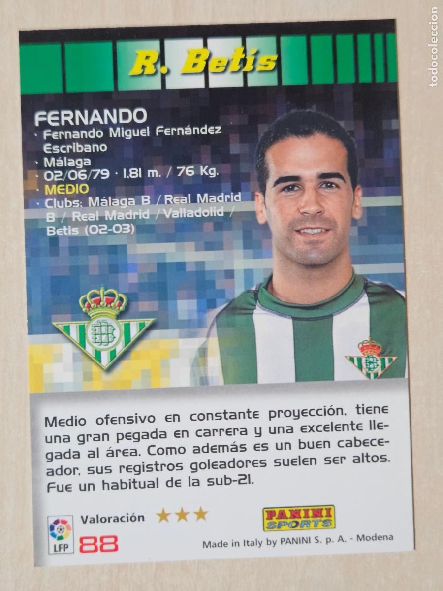 Cromos de F&uacute;tbol: CROMO N&ordm; 88 FERNANDO - MEGACRACKS 2004 05 - REAL BETIS