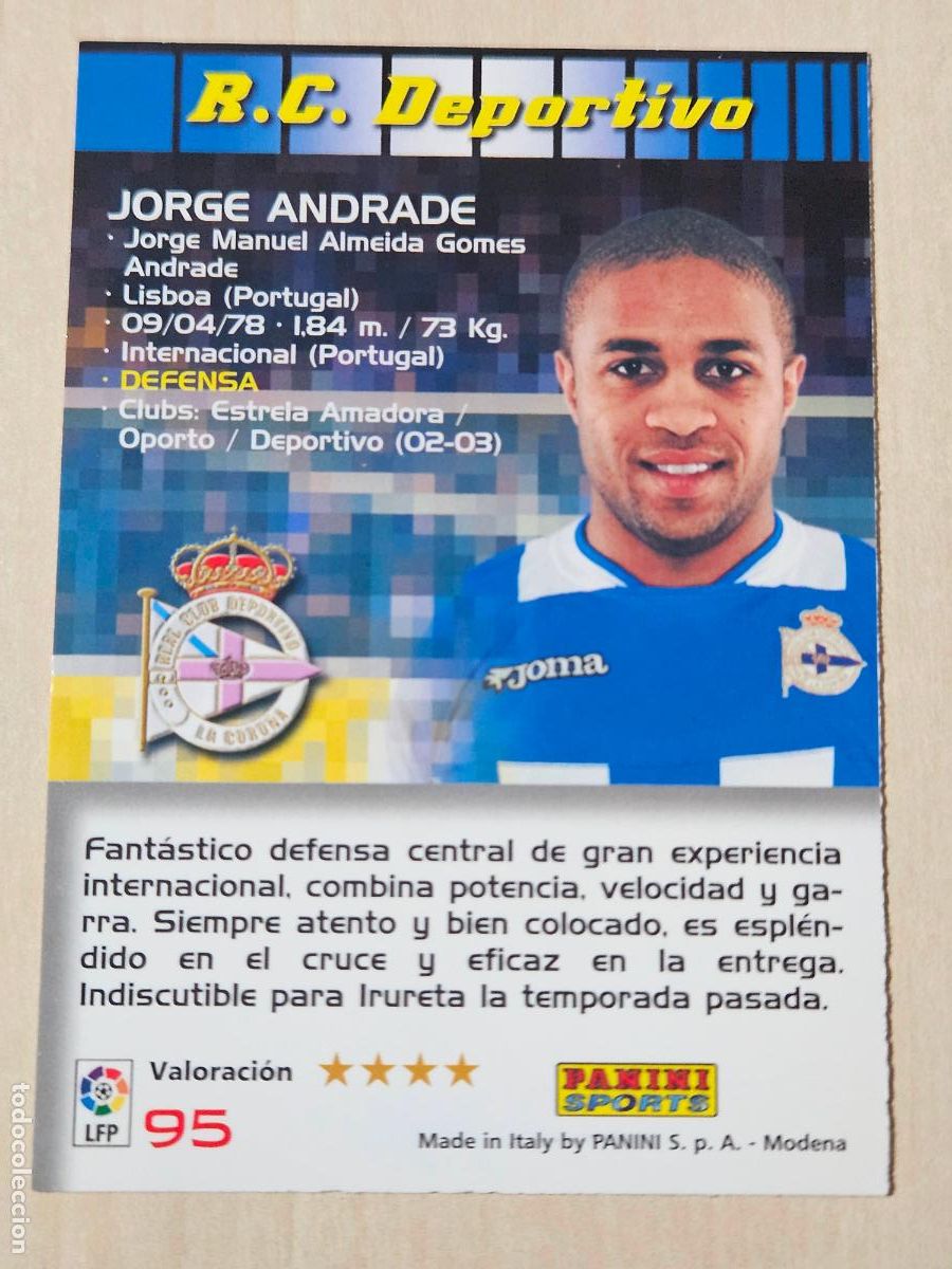 Cromos de F&uacute;tbol: CROMO N&ordm; 95 JORGE ANDRADE - MEGACRACKS 2004 05 - DEPORTIVO DE LA CORU&Ntilde;A