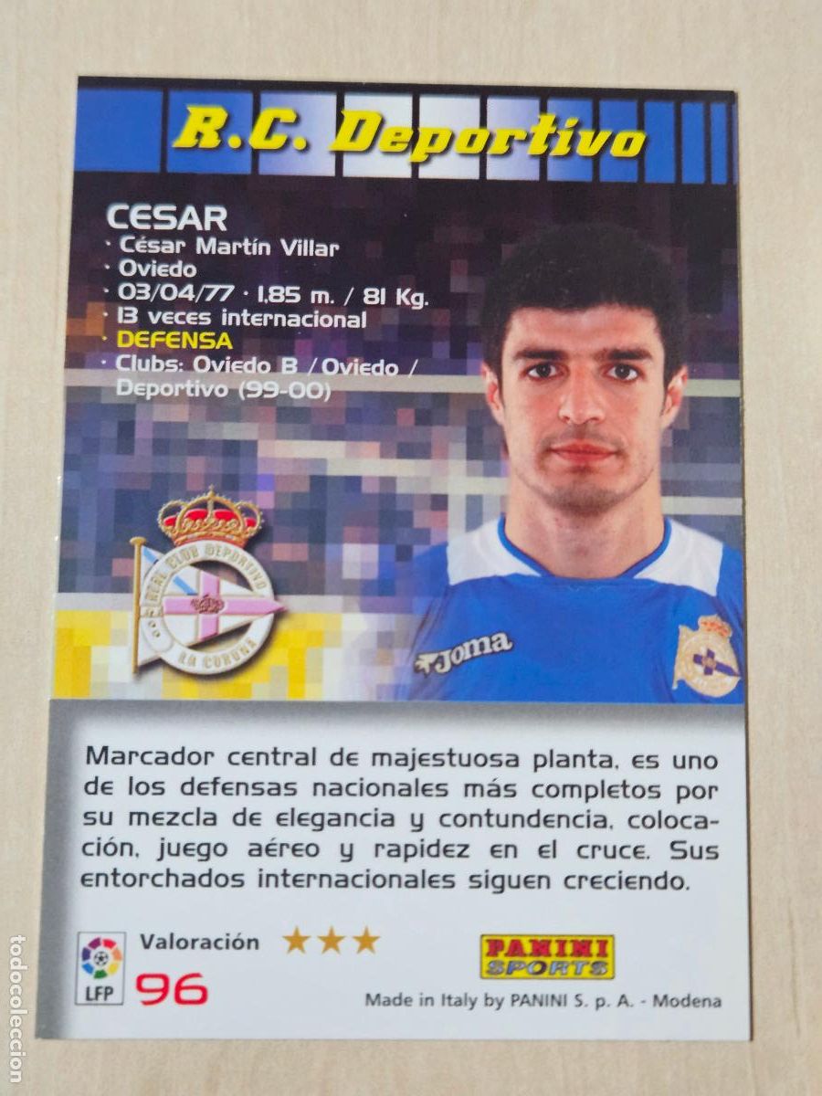 Cromos de F&uacute;tbol: CROMO N&ordm; 96 CESAR - MEGACRACKS 2004 05 - DEPORTIVO DE LA CORU&Ntilde;A