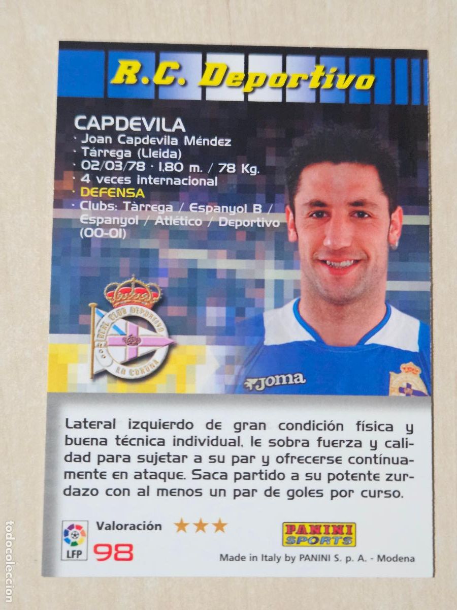 Cromos de F&uacute;tbol: CROMO N&ordm; 98 CAPDEVILA - MEGACRACKS 2004 05 - DEPORTIVO DE LA CORU&Ntilde;A