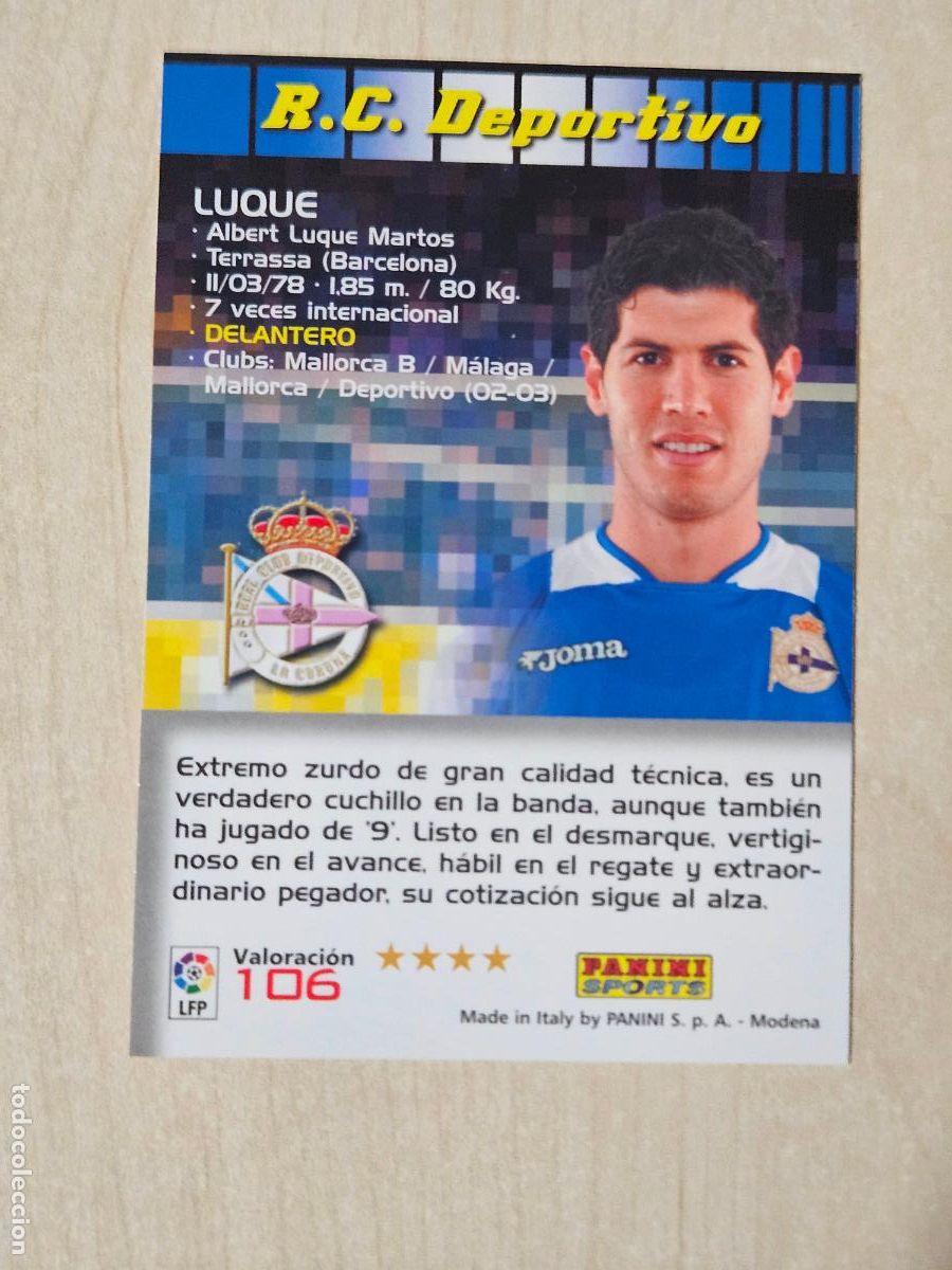 Cromos de Futebol: CROMO N&ordm; 106 LUQUE - MEGACRACKS 2004 05 - DEPORTIVO DE LA CORU&Ntilde;A