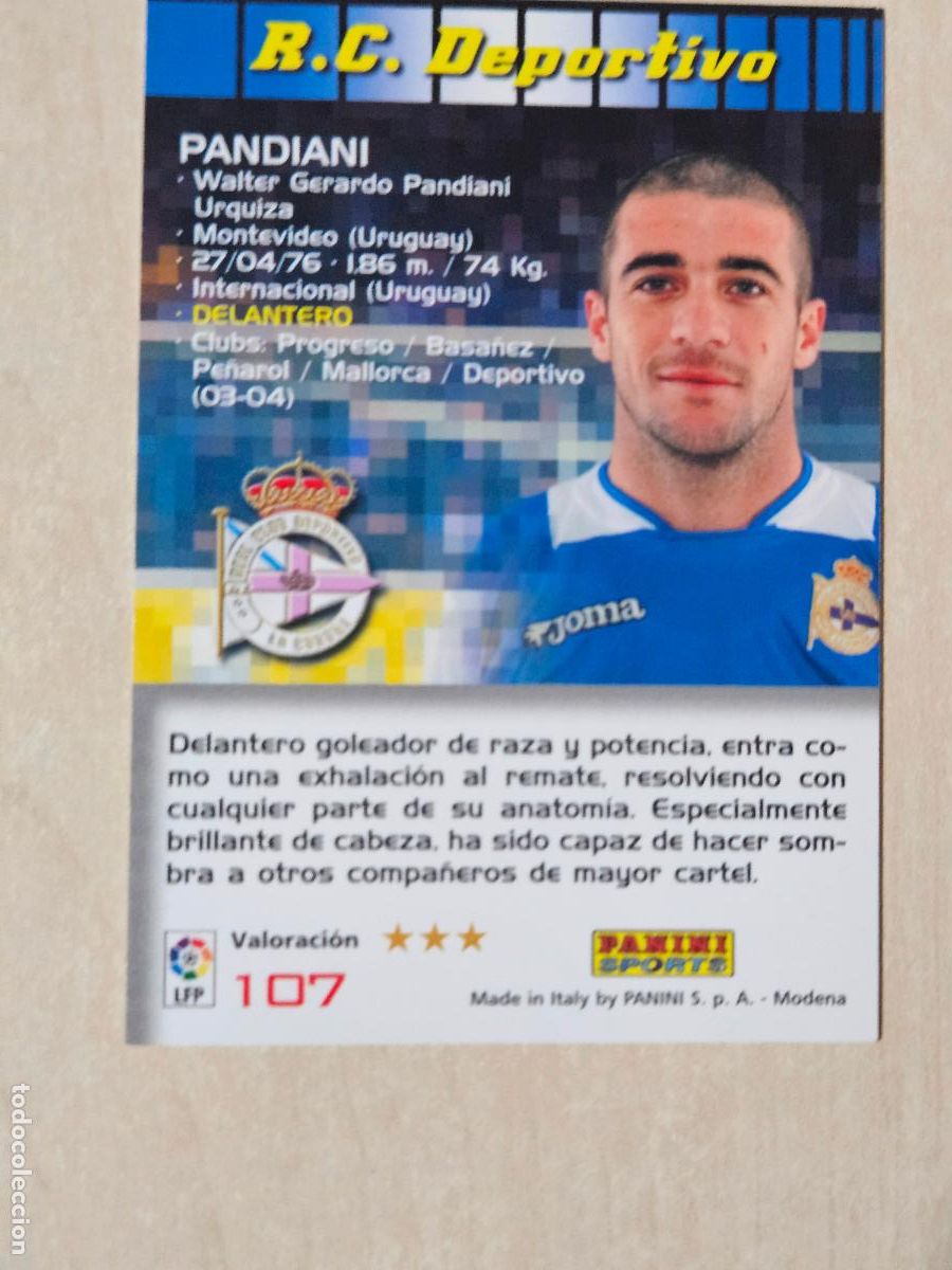 Fu&szlig;ball-Sticker: CROMO N&ordm; 107 PANDIANI - MEGACRACKS 2004 05 - DEPORTIVO DE LA CORU&Ntilde;A