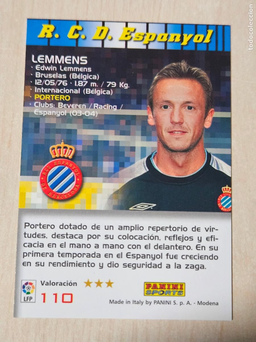 Cromos de F&uacute;tbol: CROMO N&ordm; 110 LEMMENS - MEGACRACKS 2004 05 - ESPANYOL