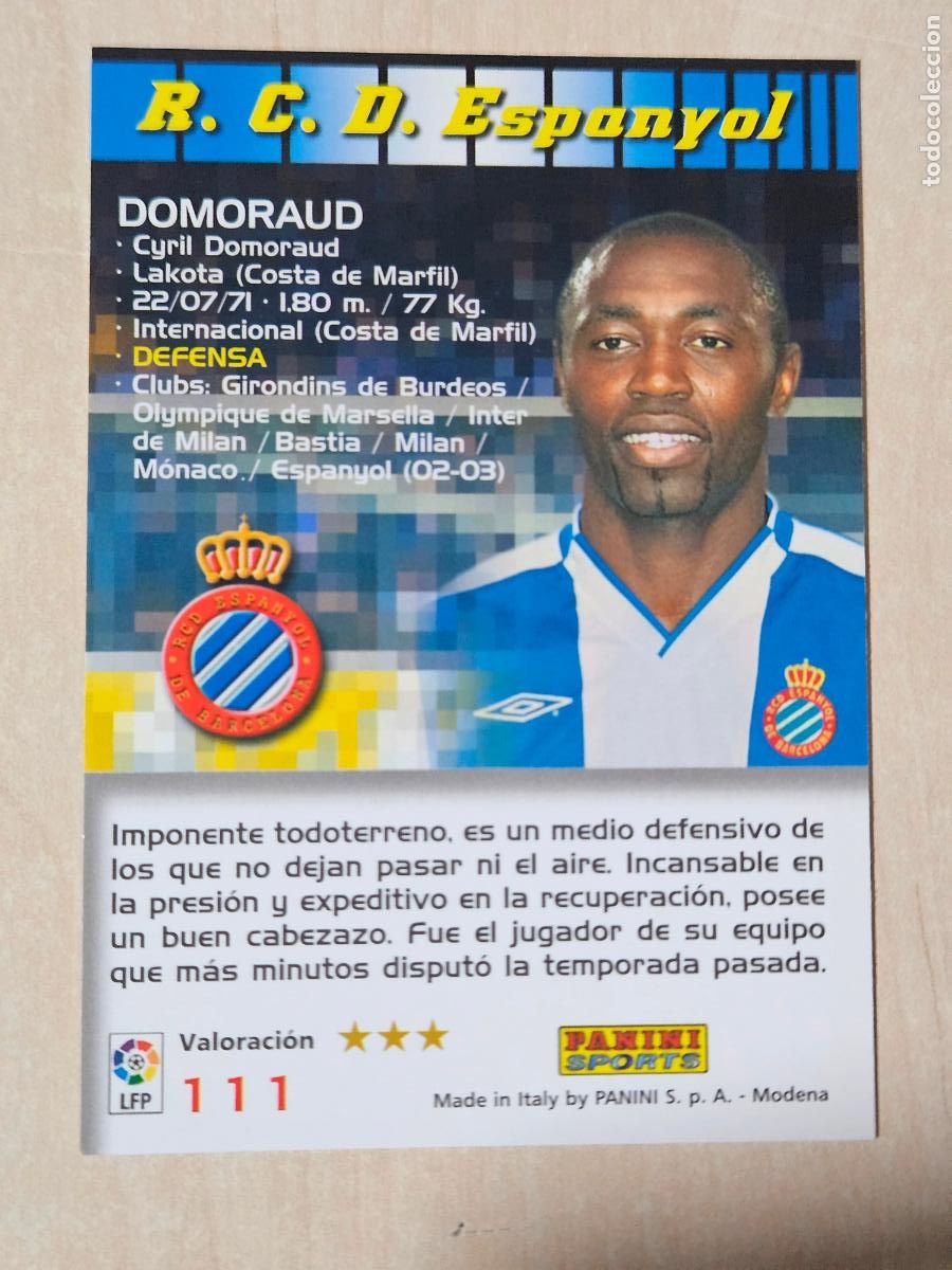Cromos de F&uacute;tbol: CROMO N&ordm; 111 DOMORAUD - MEGACRACKS 2004 05 - ESPANYOL