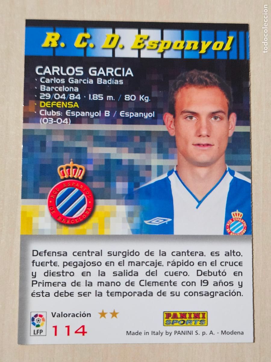 Cromos de F&uacute;tbol: CROMO N&ordm; 114 CARLOS GARCIA - MEGACRACKS 2004 05 - ESPANYOL