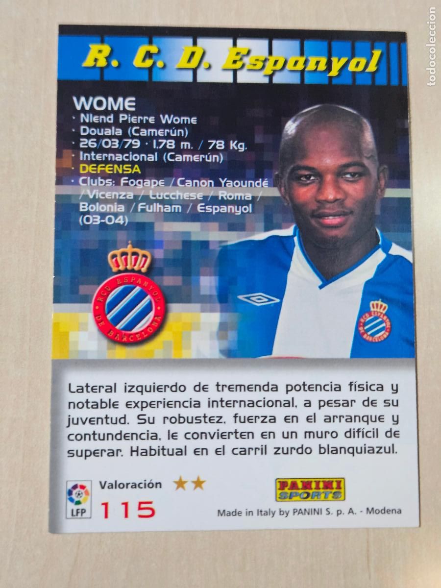 Cromos de F&uacute;tbol: CROMO N&ordm; 115 WOME - MEGACRACKS 2004 05 - ESPANYOL