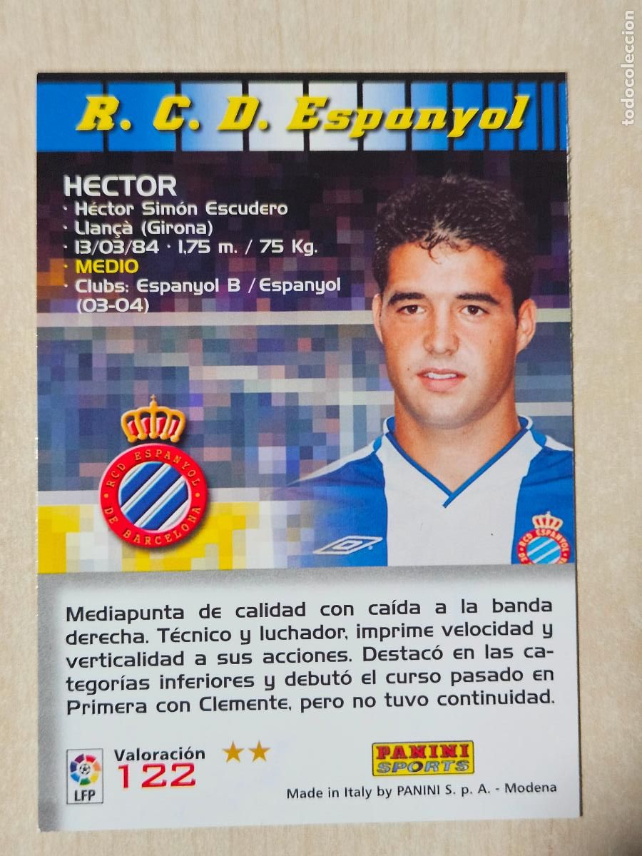 Football Stickers: CROMO N&ordm; 122 HECTOR - MEGACRACKS 2004 05 - ESPANYOL