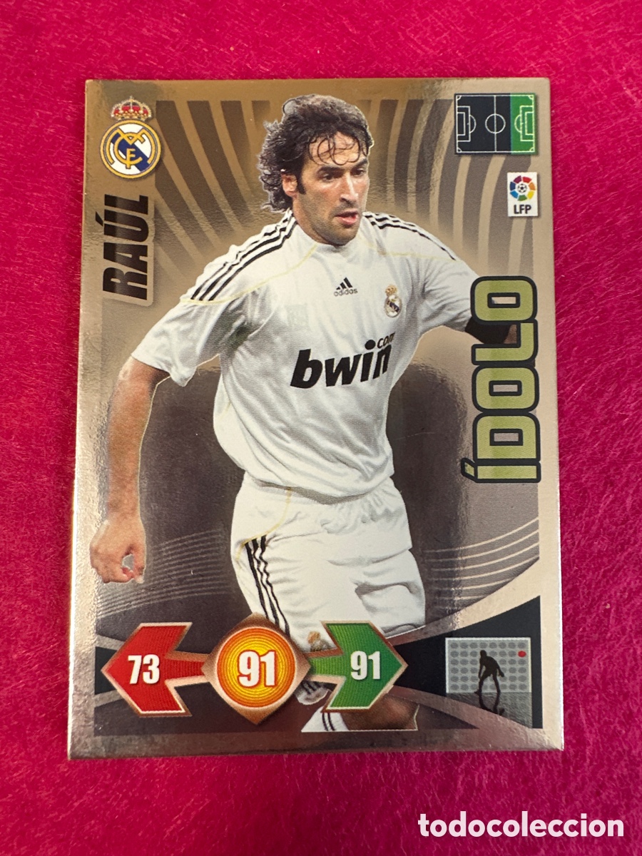 Football Stickers: RA&Uacute;L (R.MADRID) &Iacute;DOLO ADRENALYN LIGA 2009-2010 09 10 PANINI TRADING CARD