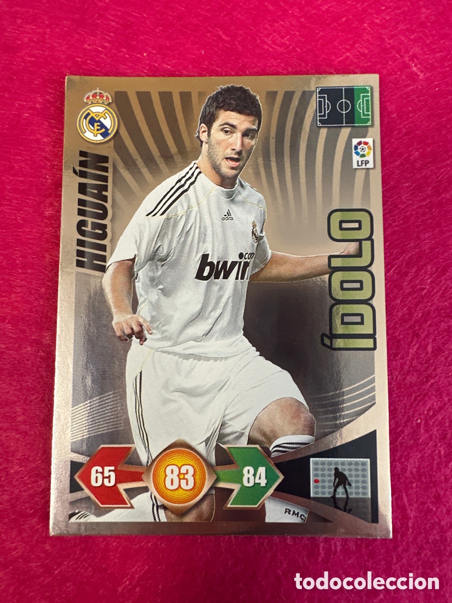 Football Stickers: HIGUA&Iacute;N (R.MADRID) &Iacute;DOLO ADRENALYN LIGA 2009-2010 09 10 PANINI TRADING CARD