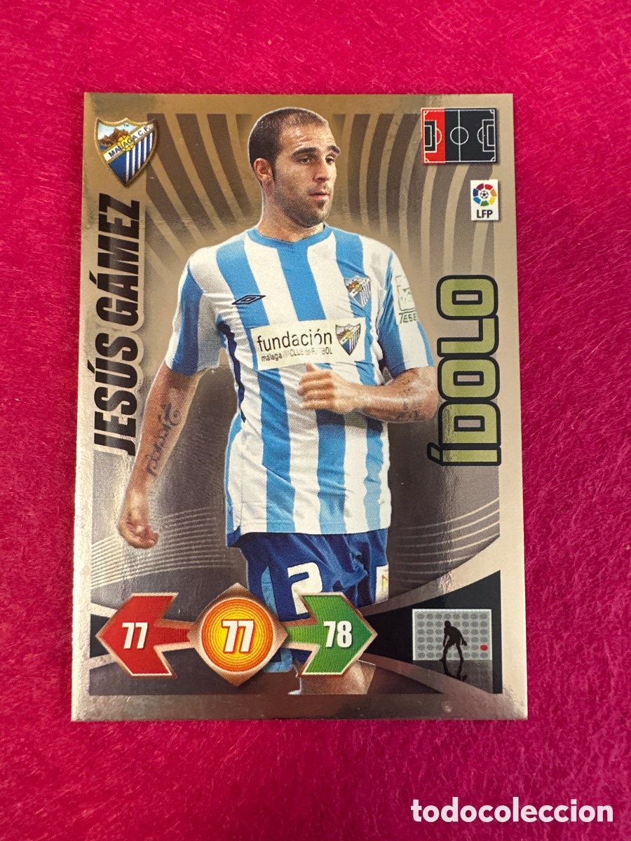 Football Stickers: JES&Uacute;S G&Aacute;MEZ (M&Aacute;LAGA) &Iacute;DOLO ADRENALYN LIGA 2009-2010 09 10 PANINI TRADING CARD