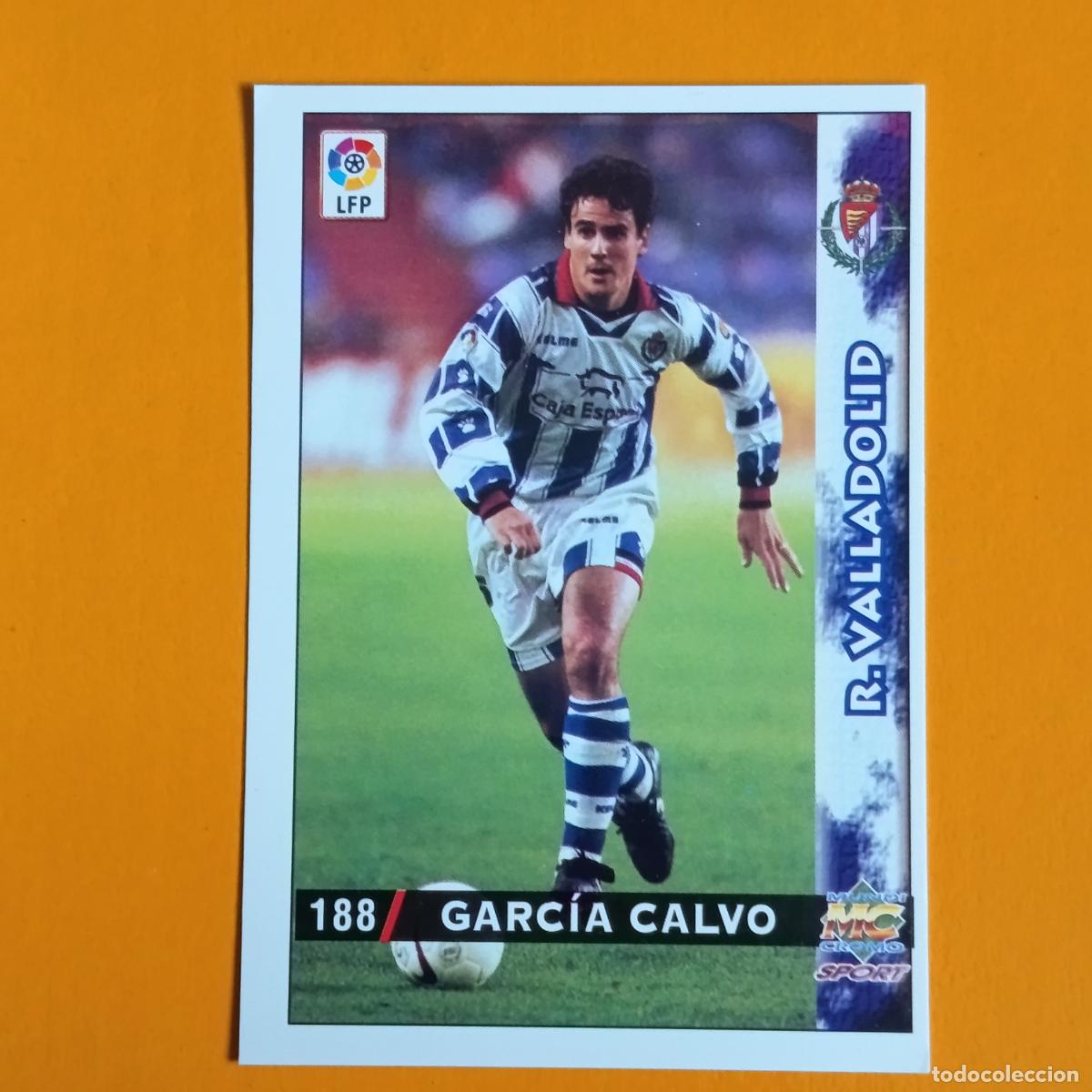 Football Stickers: 188 GARC&Iacute;A CALVO. REAL VALLADOLID. LAS FICHAS DE LA LIGA 98-99. MUNDICROMO