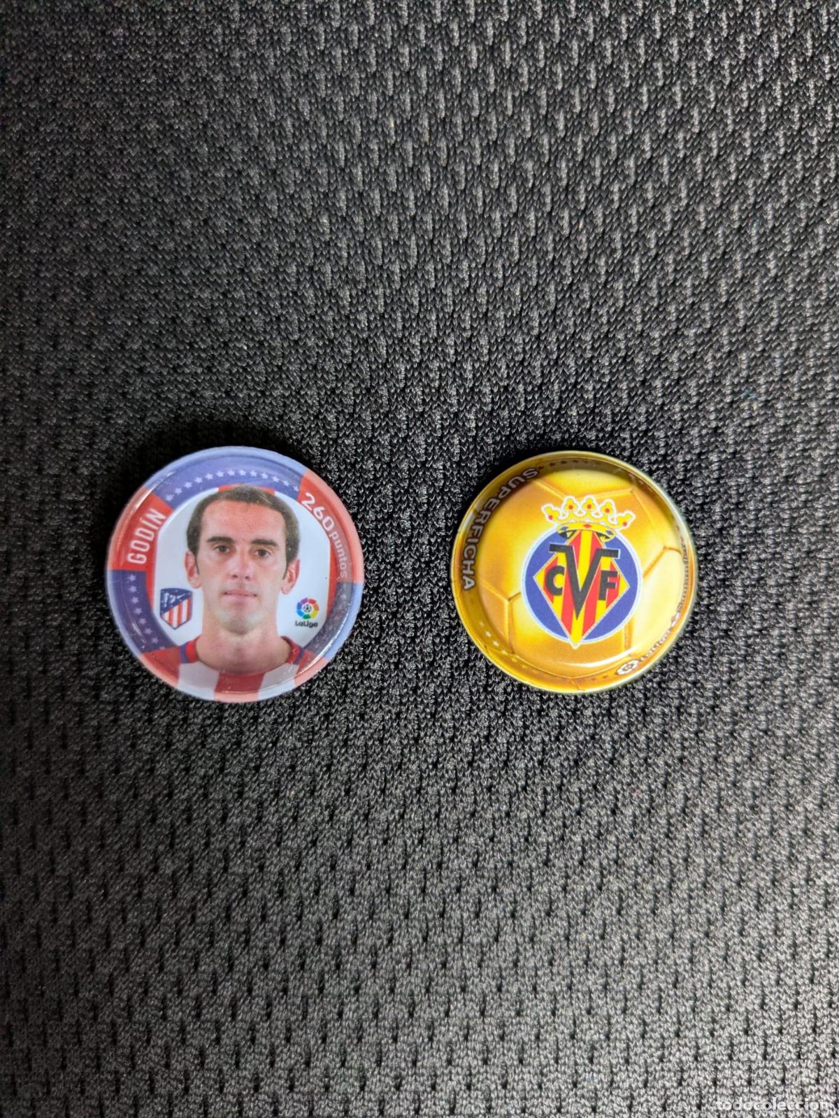 Cromos de F&uacute;tbol: Dos tazos Soldado Villareal y God&iacute;n Atletico Madrid. Liga Santander.
