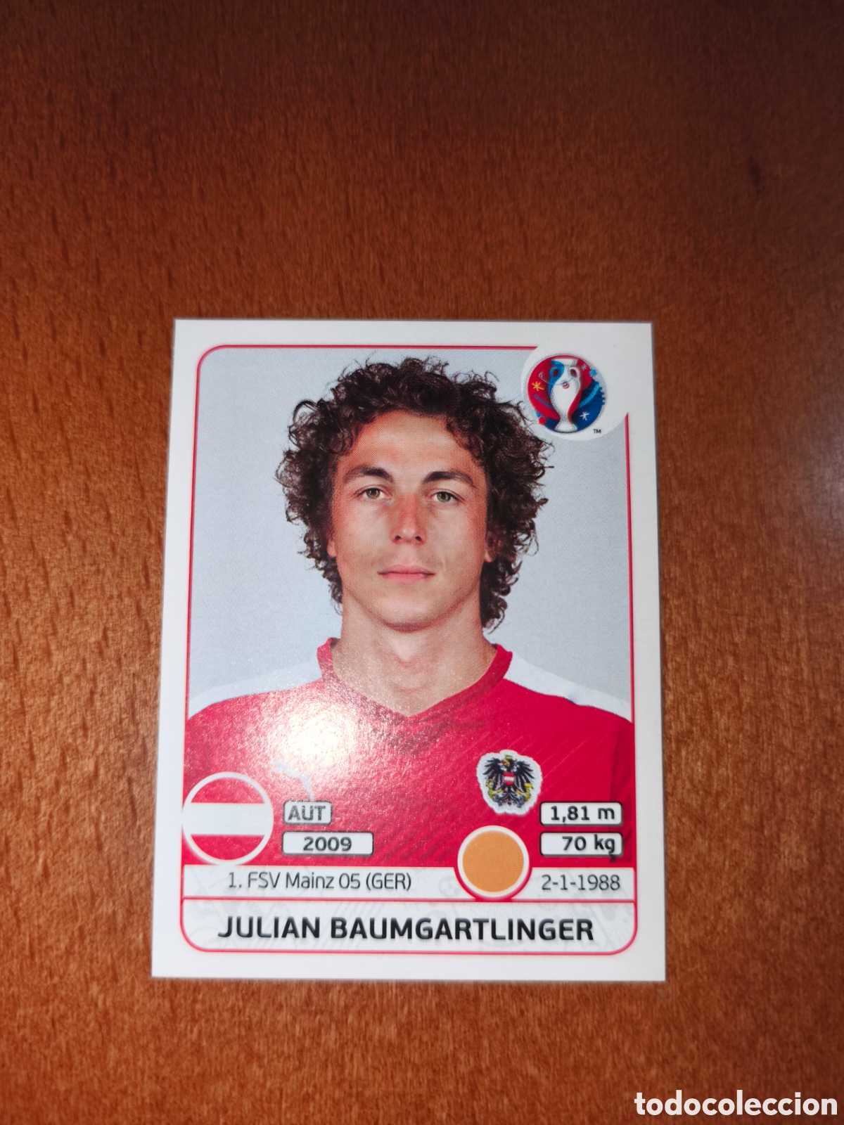Cromos de F&uacute;tbol: Julian Baumgartlinger n&deg;639 UEFA Euro 2016 Austria