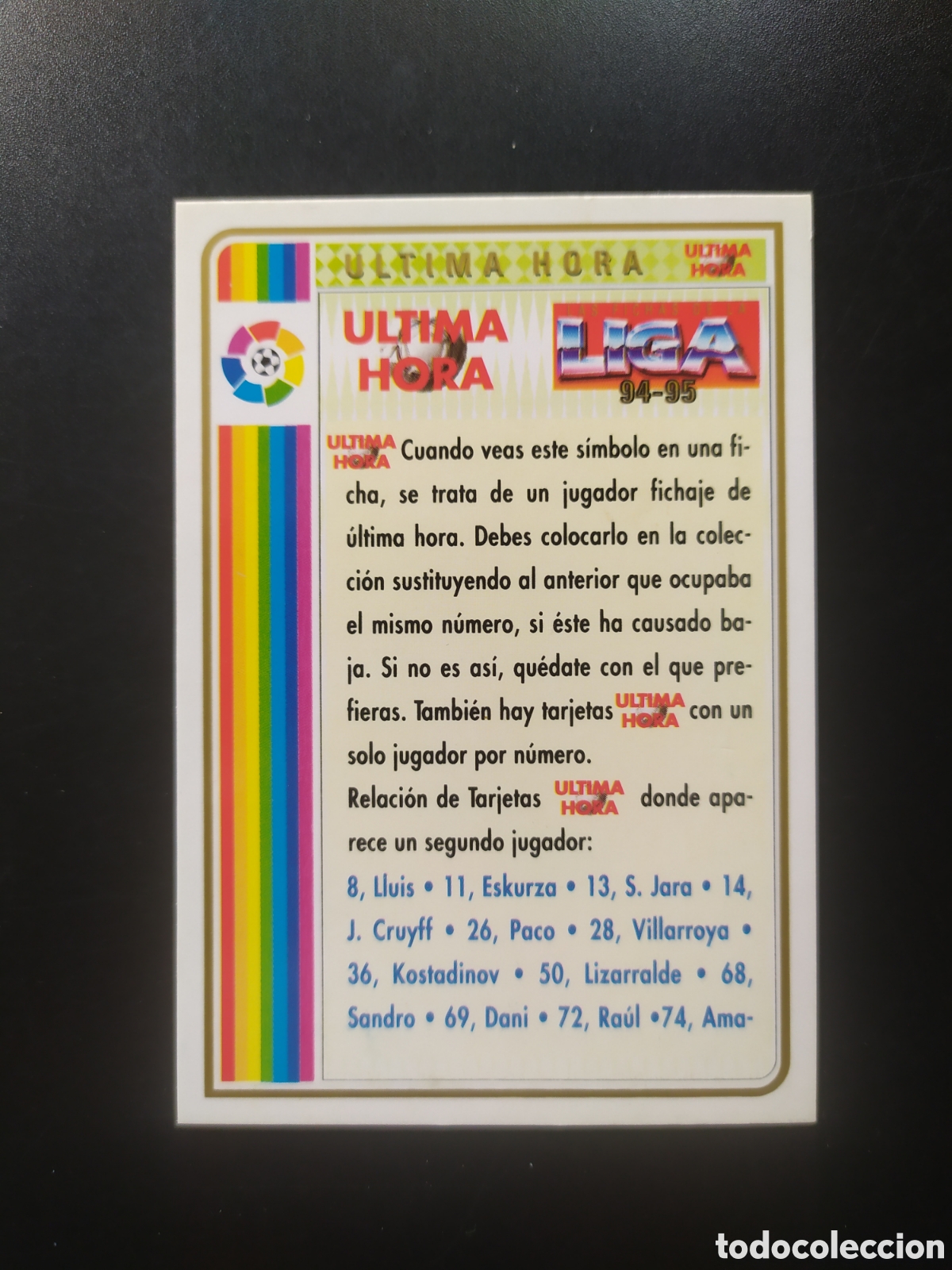 Cromos de F&uacute;tbol: Mundicromo fichas Liga 1994 1995 94 95 indice ultima hora