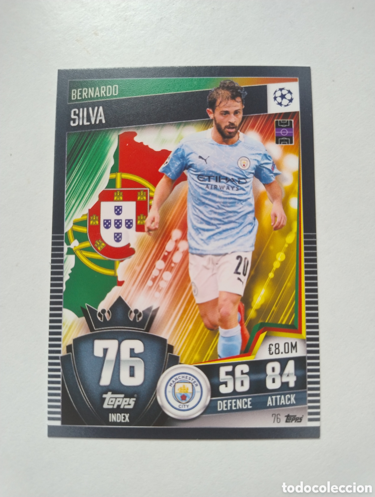 Cromos de F&uacute;tbol: 76 - Bernardo Silva - Manchester City - Topps Match Attax 101 2020 - 2021
