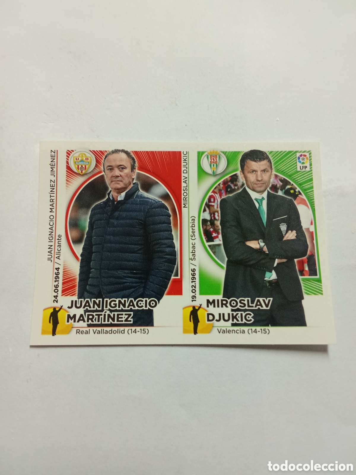 Cromos de F&uacute;tbol: JUAN IGNACIO MARTINEZ Y DJUKIC ENTRENADORES ESTE 14 15 INVIERNO