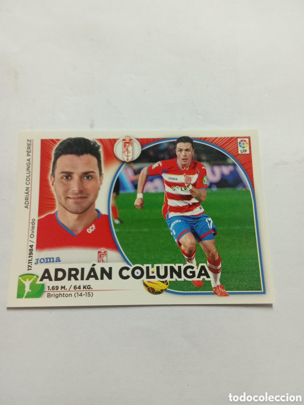 Cromos de F&uacute;tbol: ADRIAN COLUNGA GRANADA LIGA ESTE 14 15 INVIERNO