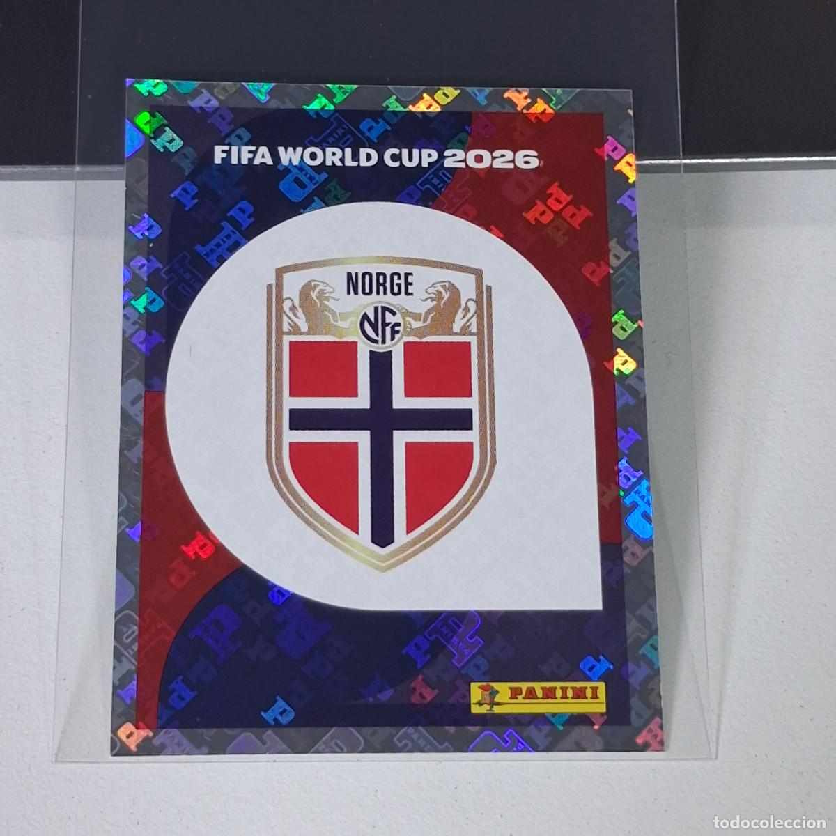 Cromos de F&uacute;tbol: A28 NOR 1 NOR1 ESCUDO BADGE LOGO NORWAY NORUEGA MUNDIAL FIFA WORLD CUP 2026 STICKER PANINI