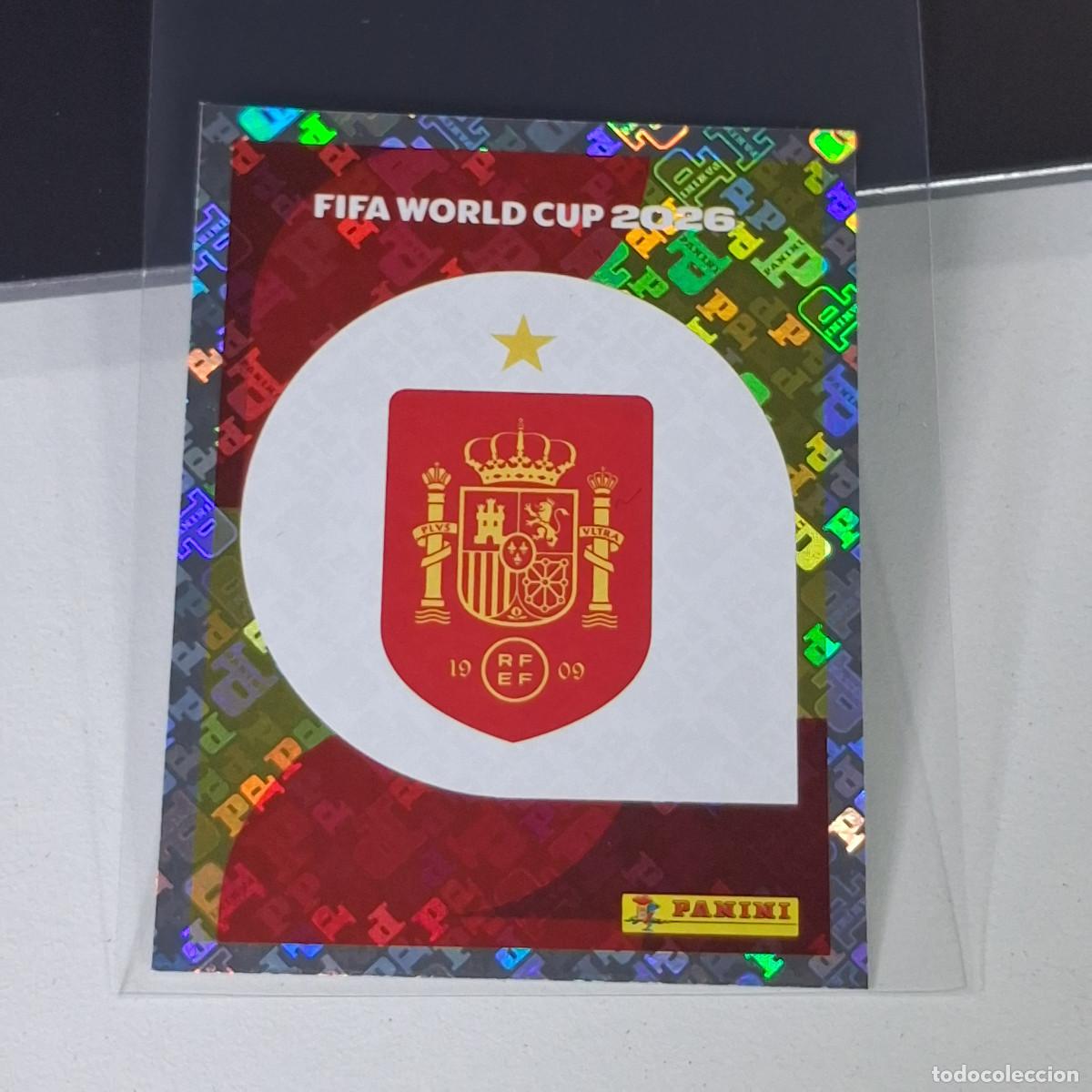 Cromos de F&uacute;tbol: A28 ESP 1 ESP1 LOGO BADGE SPAIN ESCUDO ESPA&Ntilde;A MUNDIAL FIFA WORLD CUP 2026 STICKER PANINI