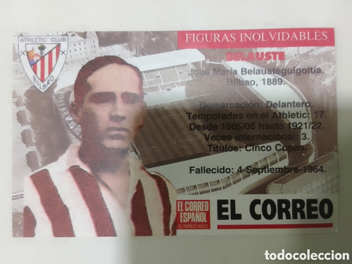Cromos de F&uacute;tbol: Cromo El Correo Figuras Inolvidables Athletic Club Bilbao BELAUSTE.
