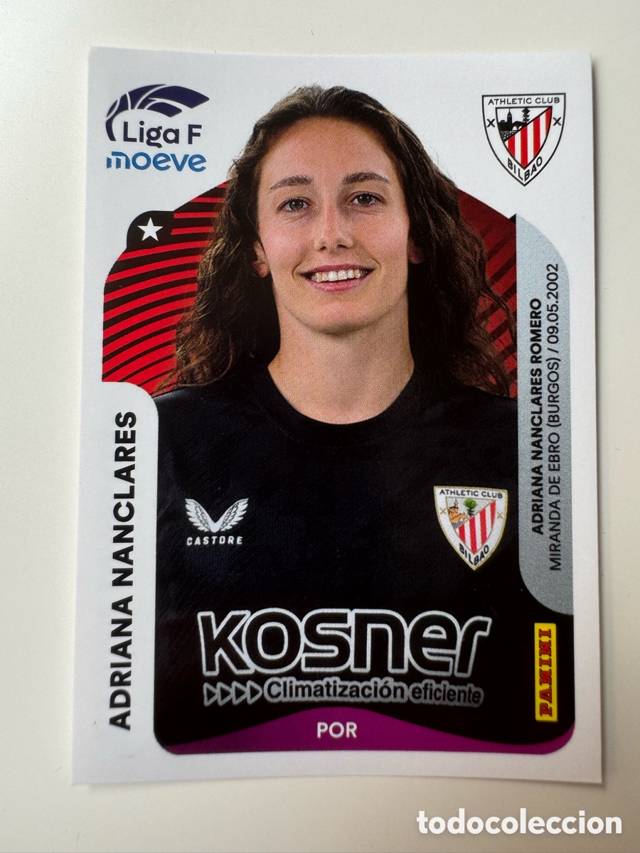 Cromos de F&uacute;tbol: PANINI LIGA F FEMENINA 2025-2026 25-26 &ndash; Adriana Nanclares Athletic Club N&ordm; 24