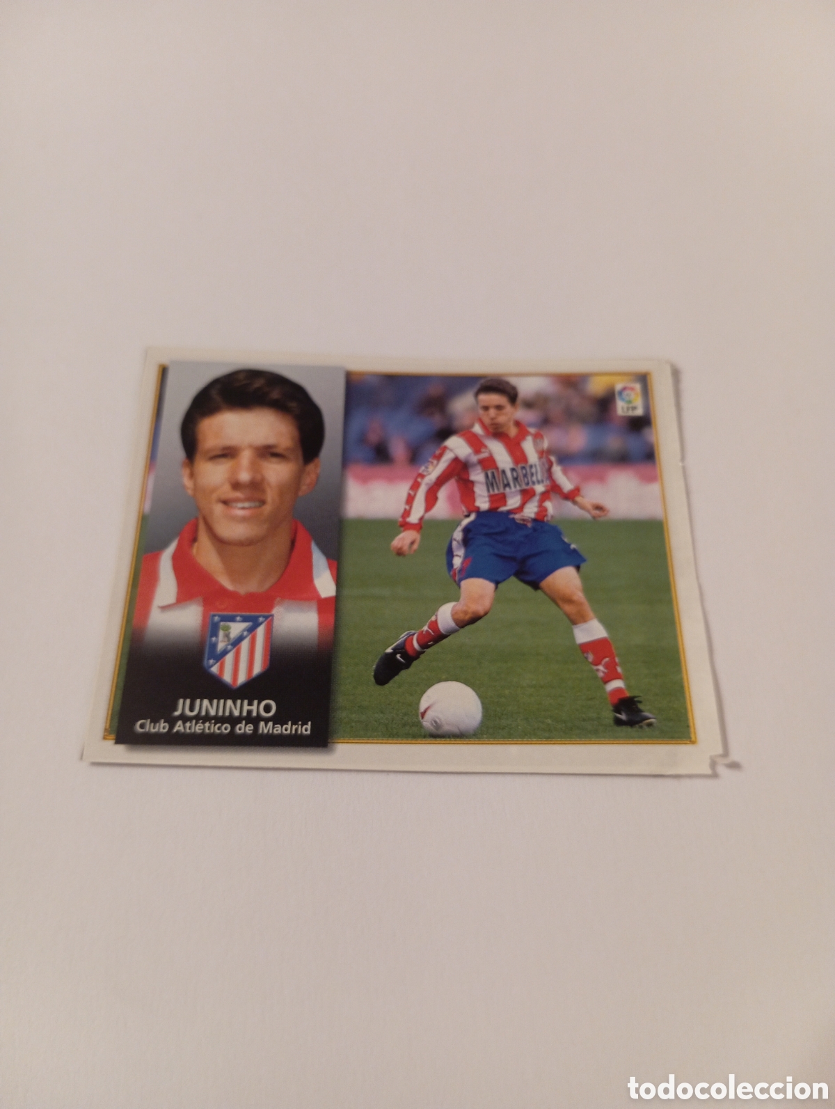 Football Stickers: JUNINHO Atl&eacute;tico de Madrid Liga Este 1998 1999 recortado 98 99