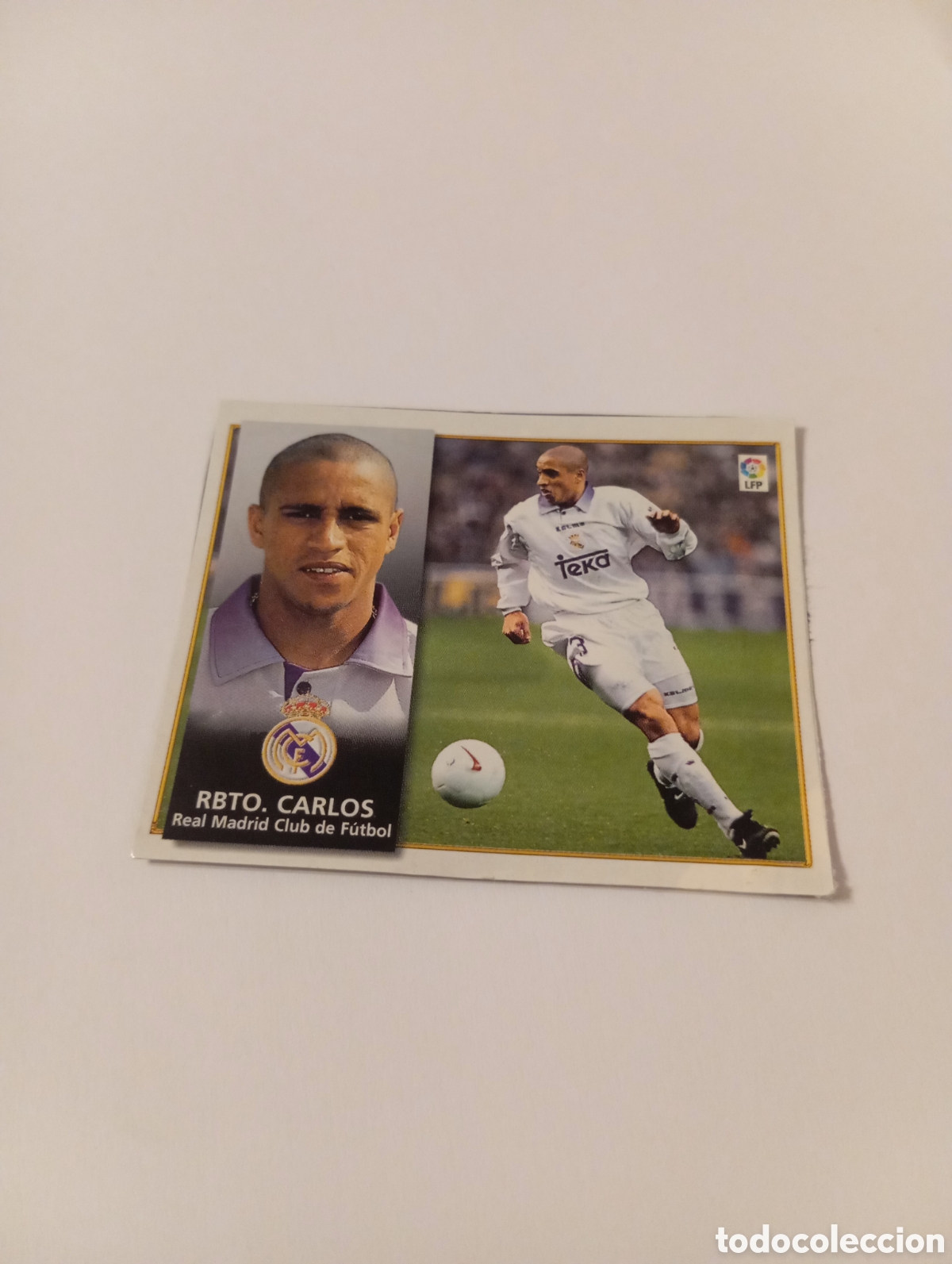Fu&szlig;ball-Sticker: ROBERTO CARLOS Real Madrid Liga Este 1998 1999 recortado 98 99